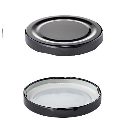 Jar Lids black metal round 63mm (D)