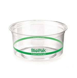 Containers Deli unhinged lid biodegradable clear PLA round 360ml 121mm (D)