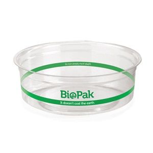 Containers Deli unhinged lid biodegradable clear PLA round 240ml 121mm (D)