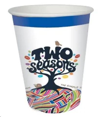 Coffee Cups smooth single wall compostable TWO seasons brand paper 12oz 90mm (D)