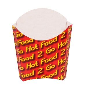 Containers Hot Chip scoop hinged lid recyclable cardboard 130mm (L) 140mm (W)