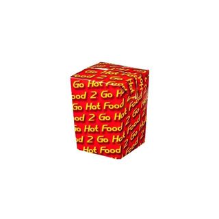 Boxes "Hot Food 2 Go" folded recyclable printed cardboard rectangle 75mm (L) 75mm (W) 100mm (H)