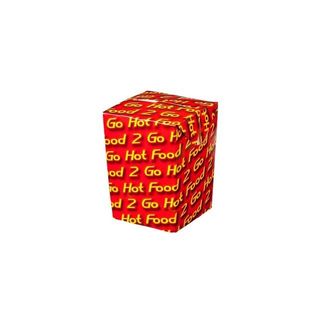Boxes "Hot Food 2 Go" folded recyclable printed cardboard rectangle 75mm (L) 75mm (W) 100mm (H)