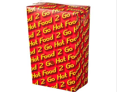 Boxes "Hot Food 2 Go" folded recyclable printed cardboard rectangle 91mm (L) 91mm (W) 135mm (H)