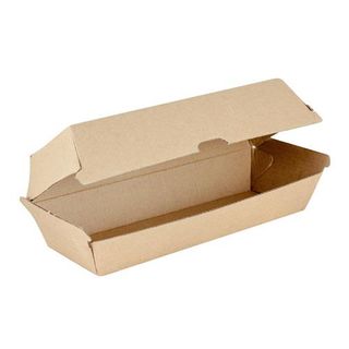 Boxes Hot Dog hinged recyclable brown cardboard rectangle 208mm (L) 70mm (W) 75mm (H)