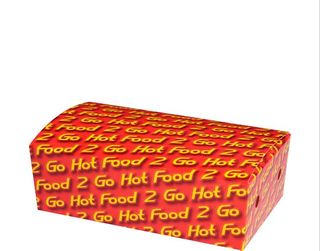 Boxes "Hot Food 2 Go" hinged recyclable cardboard rectangle 172mm (L) 104mm (W) 55mm (H)