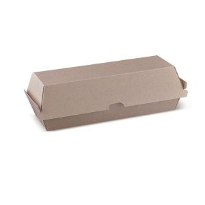 Boxes Hot Dog hinged recyclable brown cardboard rectangle 210mm (L) 70mm (W) 77mm (H)