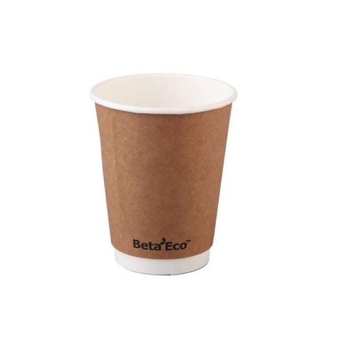 Coffee Cups smooth double wall recyclable brown paper 12oz 90mm (D)