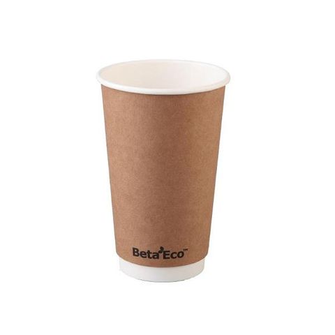 Coffee Cups smooth double wall recyclable brown paper 16oz 90mm (D)