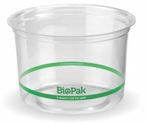 Containers Deli unhinged lid biodegradable clear PLA round 500ml 121mm (D)