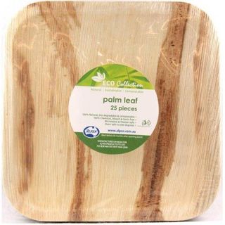 Plates compostable natural palm leaf square 203mm (L) 203mm (W)