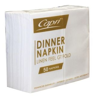 Napkins Dinner white linen feel GT fold ctn 250 slv 50