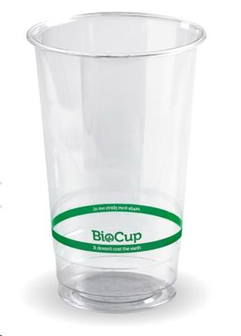 Water/Juice Cups biodegradable clear/green stripe PLA 700ml