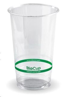 Water/Juice Cups biodegradable clear/green stripe PLA 700ml