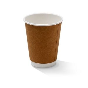 Coffee Cups smooth double wall recyclable brown paper 12oz 90mm (D)