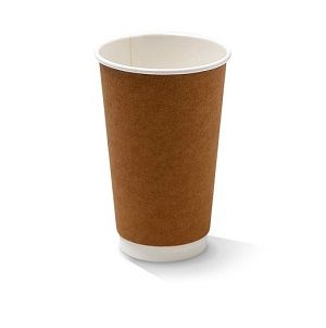 Coffee Cups smooth double wall recyclable brown paper 16oz 90mm (D)