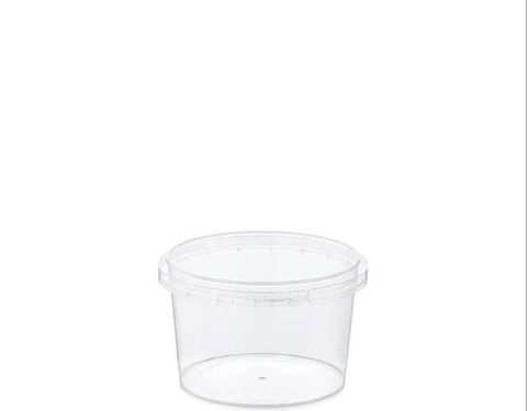 Containers Tamper Evident unhinged lid clear plastic round 210ml 87mm (D) 52mm (H)