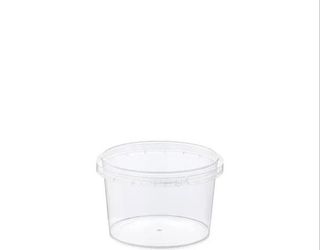 Containers Tamper Evident unhinged lid clear plastic round 210ml 87mm (D) 52mm (H)