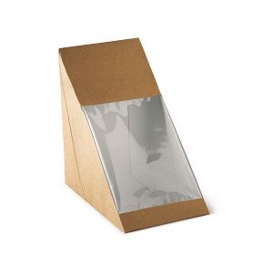Containers Wedge sandwich window hinged lid recyclable board 121mm (L) 75mm (W) 121mm (H)