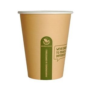 Coffee Cups smooth single wall compostable brown paper 12oz 90mm (D)
