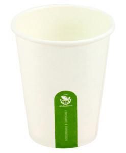 Coffee Cups smooth single wall compostable white paper 8oz 90mm (D)