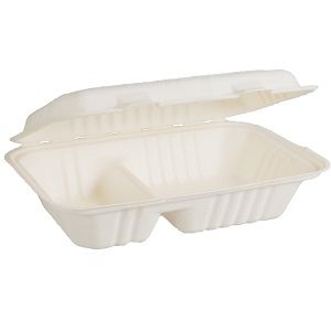 Boxes Large Snack hinged 2 compartment biodegradable cardboard rectangle 135mm (W) 61mm (H)