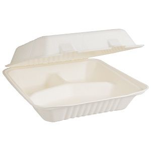 Boxes Dinner hinged 3 compartments recyclable cardboard square 230mm (L) 230mm (W) 80mm (H)