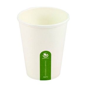 Coffee Cups smooth single wall compostable white paper 12oz 90mm (D)