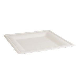 Plates biodegradable white natural fibre square 200mm (L) 200mm (W) 15mm (H)