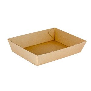 Trays Food Service no lid fluted compostable cardboard rectangle 180mm (L) 134mm (W) 45mm (H)