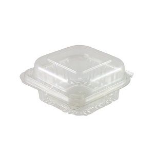 Containers Clam snack hinged lid recyclable clear PET 137mm (L) 137mm (W) 67mm (H)