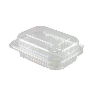 Containers Clam salad hinged lid recyclable clear PET 170mm (L) 123mm (W) 63mm (H)