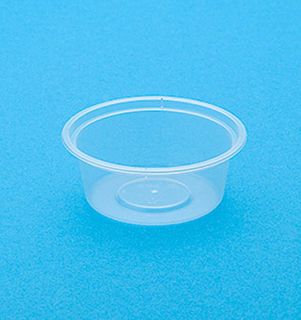 Containers Microwave unhinged lid recyclable clear polypropylene round 70ml 75mm (D) 28.5mm (H)