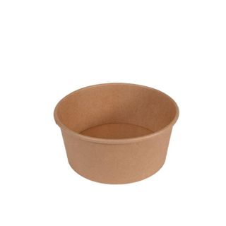 Bowls unhinged flat compostable brown cardboard round 150mm (D) 78mm (H)