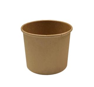 Containers Icecream vented lid separate brown cardboard round 90mm (D) 86mm (H) 73mm (B)