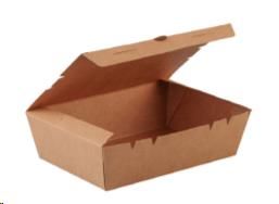 Boxes Lunch hinged recyclable brown cardboard rectangle 150mm (L) 100mm (W) 45mm (H)