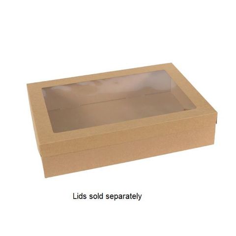 Box Lids Catering unhinged recyclable brown/clear cardboard square small