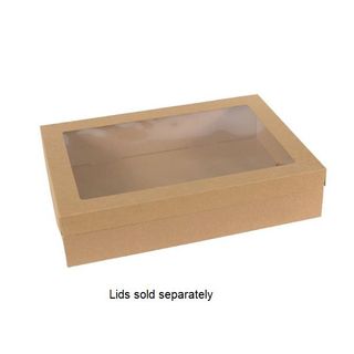 Box Lids Catering unhinged recyclable brown/clear cardboard square small