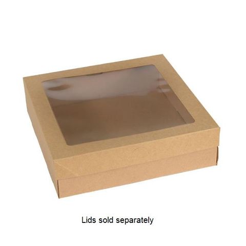 Box Lids Catering unhinged recyclable brown/clear cardboard rectangle medium