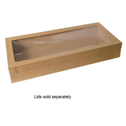 Box Lids Catering unhinged recyclable brown/clear cardboard rectangle large