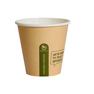 Coffee Cups smooth single wall compostable brown paper 8oz 90mm (D)