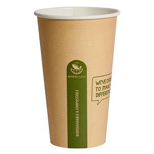 Coffee Cups smooth single wall compostable brown paper 16oz 90mm (D)