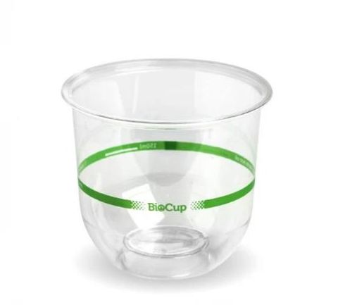 Tumblers round bottom biodegradable clear/green stripe PLA 360ml