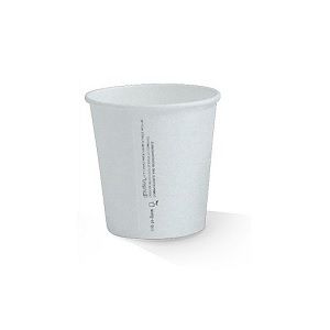 Coffee Cups smooth single wall compostable white paper 6oz 80mm (D)