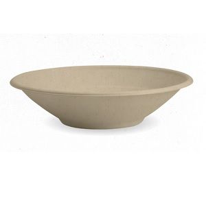 Bowls unhinged flat biodegradable white bagasse round 180mm (D) 50mm (H)