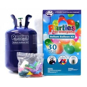 Helium bottle and assorted balloons kit - 30 balloons per pkt