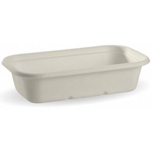 Containers unhinged lid biodegradable white bagasse rectangle 1000ml 230mm (L) 130mm (W) 55mm (H)