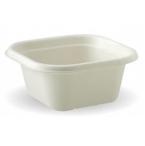 Containers unhinged lid biodegradable white bagasse square 480ml 130mm (L) 130mm (W) 65mm (H)