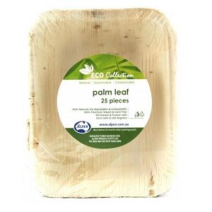 Plates compostable natural palm leaf rectangle 152mm (L) 127mm (W)