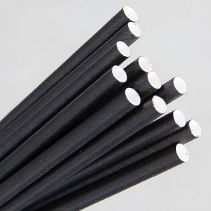 Straws Regular compostable black paper 6mm (D) 200mm (L) pkt 250